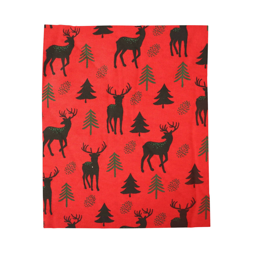 Cozy Holiday Velveteen Plush Blanket, Warm Throws for Winter, Reindeer Pattern Gifts, Home Decor, Snuggle Blanket